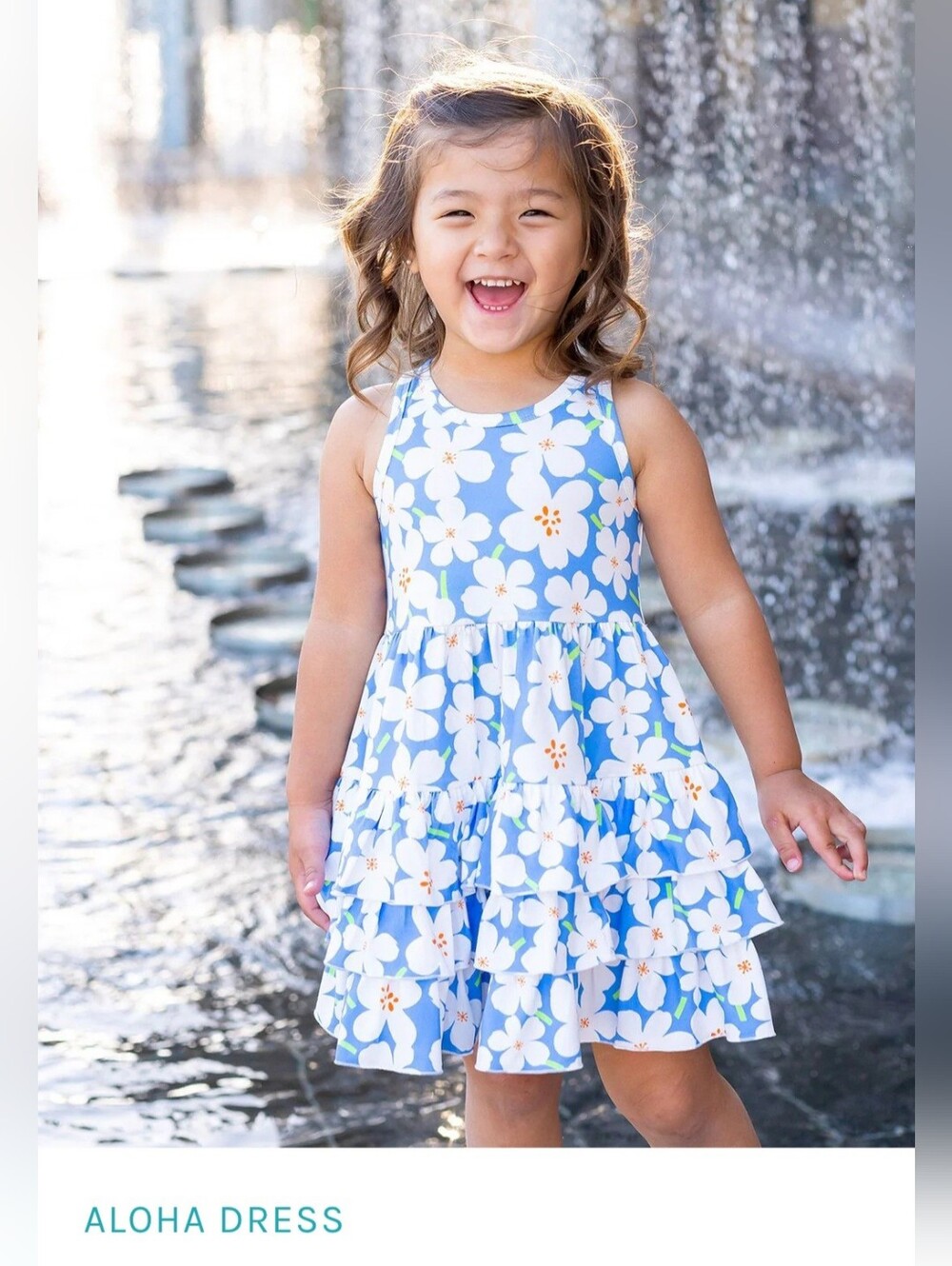 Mabel + Honey Blue Floral Tiered Aloha Sundress Sz 2T Vacation Summer